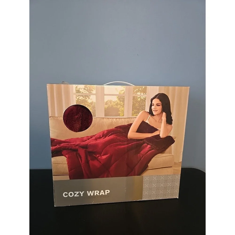 NIB Cozy Wrap - Microplush Wrap, Blanket,‎ Throw 62x64 Red Burgundy